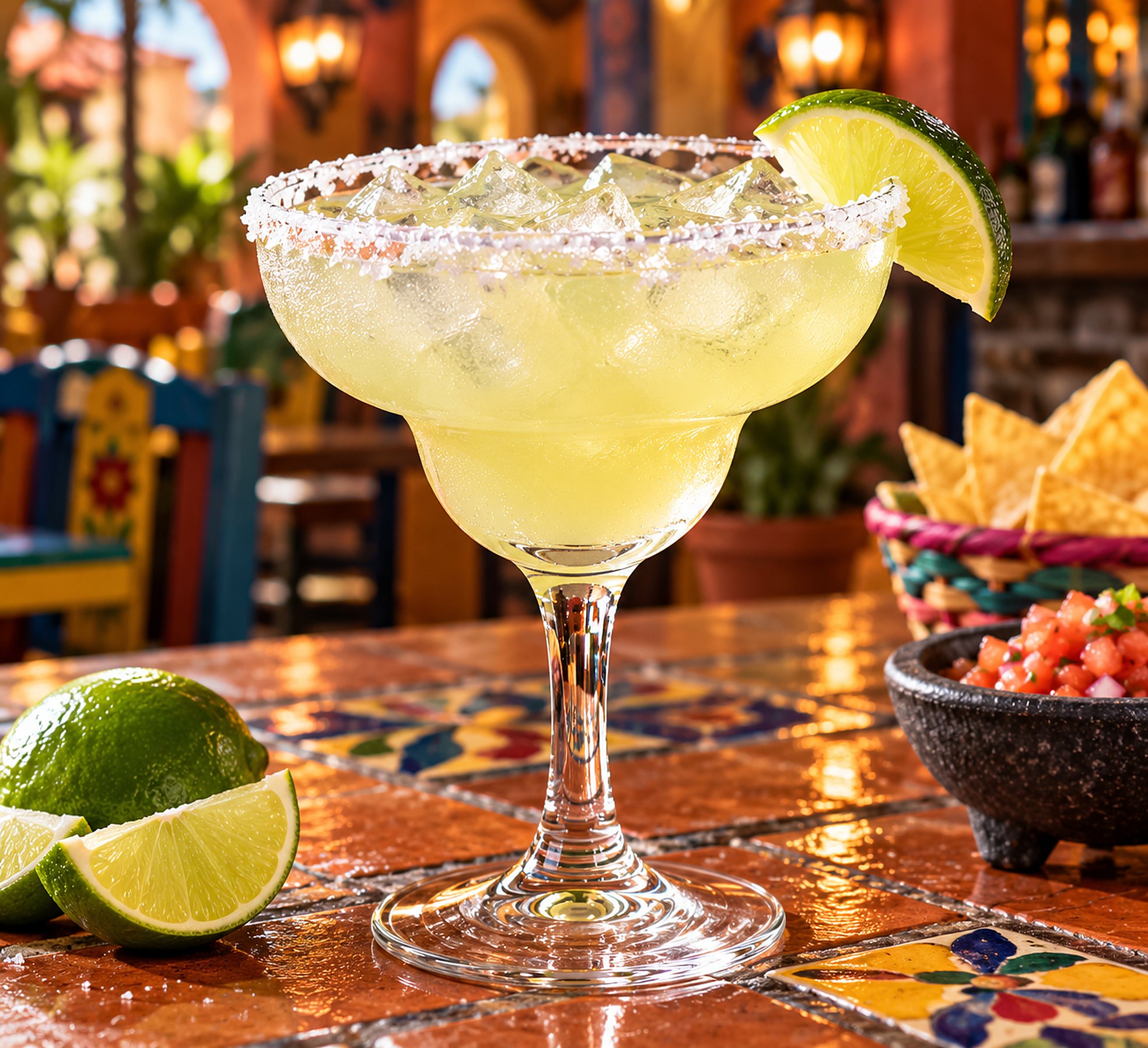 Margarita with chips and salsa